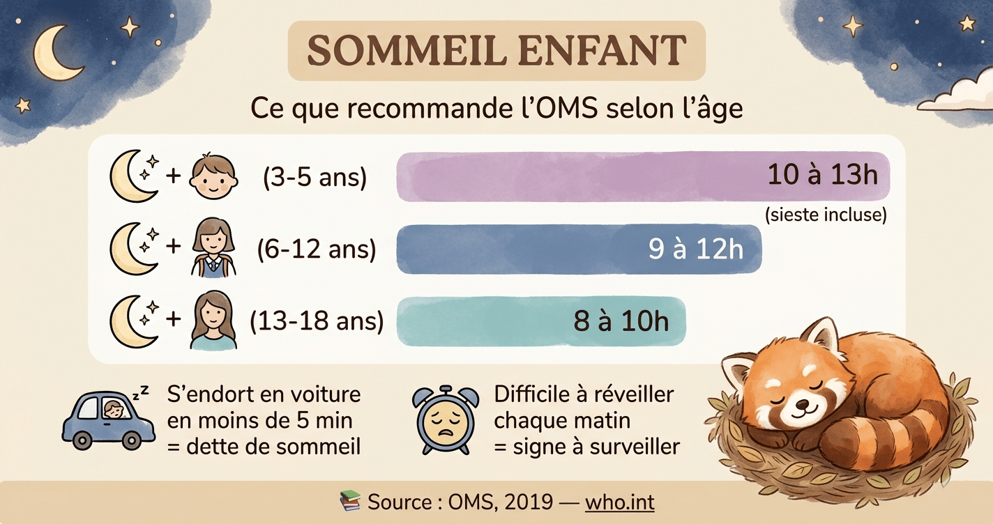 nombre d'heures sommeil enfant nécéssaire