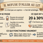Infographie Petit Panda Zen : pourquoi l'enfant refuse d'aller au lit
