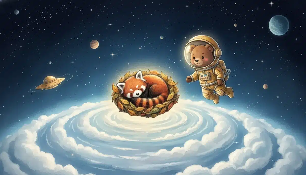 Illustration : Pango et Cosmo, la Planète des Nuages Blancs, conte court Pango pour enfants 3 à 7 ans